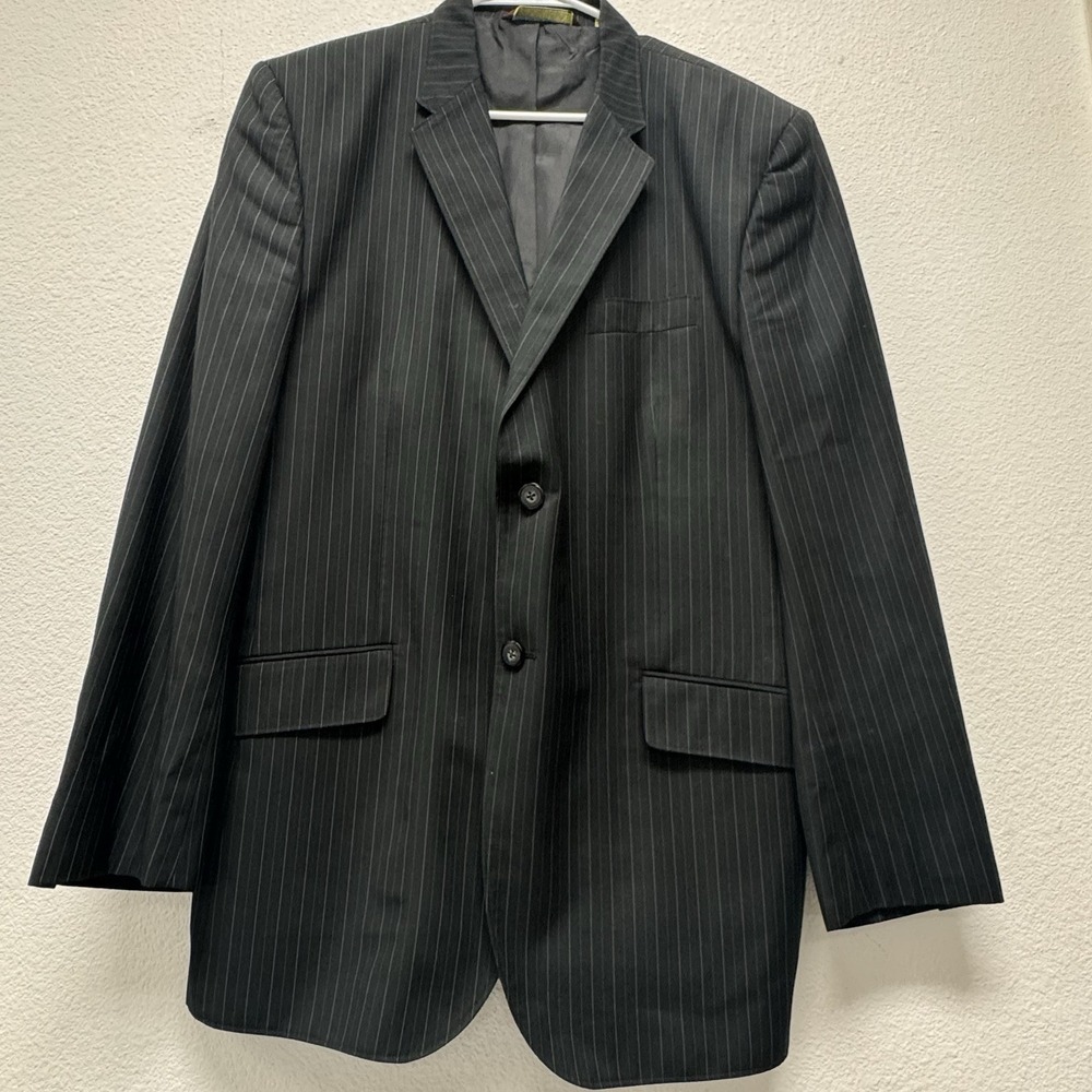 Cubavera Men's Black Striped Two‎ Button Blazer Suit Jacket Sz 44 X Large